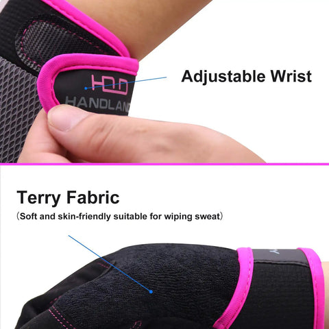 Two views showing the adjustable wrist and terry fabric of All Purpose Work Gloves For Men And Women, Touchscreen Ready.
