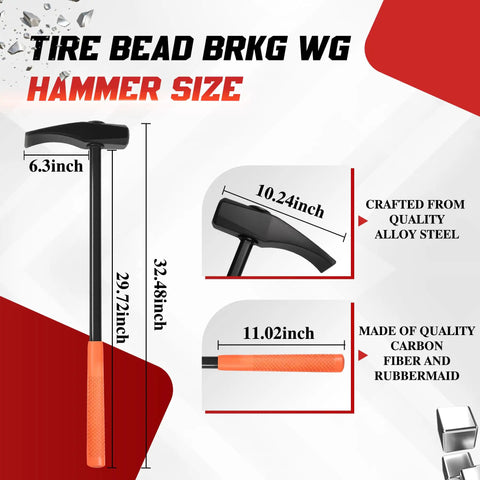 32 Inch Heavy Duty Bead Breaker Hammer With Duckbill Tire Iron dimensions and material details shown