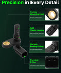Carbhub ABS wheel speed sensor 4-pc set for Toyota Tundra 2007–2017; black plastic housing, gold mounting ring, 2-pin connector