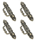 Four Pack Vintage Cabinet Pulls And Wardrobe Knobs Set Antique Zinc Alloy Drawer Handles For Kitchen Cabinets Dressers And Furniture Rustic Retro Hardware Built For Easy Home Renovation featuring ornate antique gold finish.