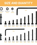 1600 Piece M3 Hex Socket Head Cap Screws Kit With Black Oxide Carbon Steel Fasteners Nuts And Washers 16 Sizes quantity specifications