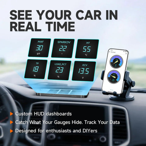 Bluetooth OBD2 Scanner For Cars Read And Clear Engine Codes With Live Data For Transmission ABS SRS HUD Dashboards