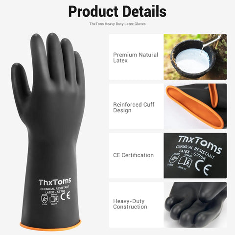 Heavy Duty Chemical Resistant Latex Gloves 18 Inch Waterproof Puncture Resistant For Industrial Cleaning And Gardening details