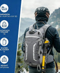 Person wearing Lightweight Hydration Backpack With 2L Bladder for Men And Women, outdoor adventure, adjustable chest strap