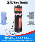 CSRU2 Hard Start Kit for 3.5 to 5 ton air conditioners with red, black, and yellow leads, suitable for scroll compressors.