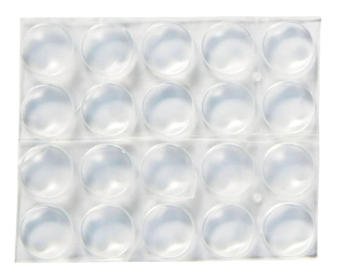 Clear Self Stick Cabinet Bumper Pads Twenty Pack Round One Half Inch Rubber Cushions For Cabinets And Drawers Protect Surfaces From Scratches And Dents And Reduce Noise With Transparent