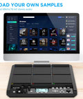 Gig Ready Sample Pad For Drummers With 1000 Built In Sounds And 32GB Storage Onboard FX shown with screen interface