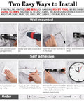 Installation guide for Three Tiers Of Hooks And Four Hangers Broom And Mop Holder Wall Mount Garage Organizer with screws and adhesive