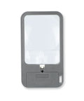 Multi Power LED Lighted Pocket Magnifier with 2.5X Main Lens, 4.5X and 6X Lenses, Ultra Lightweight 1.4 Oz, front view.