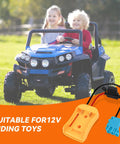 Children riding Peg-Perego with 20V Battery Adapter With 12AWG Wire Harness And 40A Fuse For Peg-Perego Ride-On Cars.