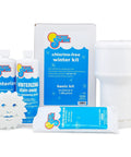 Premium Pool Closing Kit For 7500 Gallon Backyards Featuring Winterizing Chemicals Heavy Duty Shock Treatment Algaecide And Ph Balance For A No Drama Seasonal Shutdown, includes bottles, container, and treatment packets.