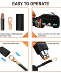 Heavy Duty 2 Gauge To Five Sixteenth Inch Copper Lug Ring Terminals Kit With Ten Connectors And Red Black Dual Wall Heat Shrink Tubing For Battery Cables Premium Annealed Electrolytic Copper Lugs, crimping steps