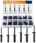 Automotive Nylon Blind Rivet Assortment Kit 115 Pcs Universal Pop Rivets In Six Popular Sizes with storage box