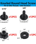 Hardcore Black Eight Thirty Two Gun Holster Screws And Rock Solid T Nuts Fastener Kit With Hex Driver For Kydex Plates And Leather Sheath No Fuss Install - Knurled round head screws, size 5/16" and 3/8".