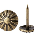 Top Shelf Antique Brass Daisy Upholstery Tacks 7/16 Inch 120 Pack Heavy Duty Vintage Furniture Hardware for Couch Headboard