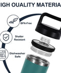 Screw Top Lid Replacement For Rambler Bottle 18 26 36 46 64 Oz No Spill Chug Cap shown disassembled with BPA-free, shatter resistant features.