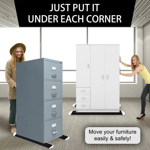 Two Pack Large Furniture Sliders With Pull Straps For Easy Move Heavy Duty Appliance Sliders For Carpet And Hardwood Floors Ideal For Moving Couches Tables And Other Heavy Furniture Safely Across Any Surface 4 Feet Total under file cabinet and wardrobe