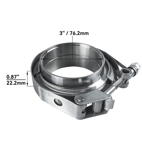 V Band Clamp Stainless Steel 304 With Flange For 3 Inch Exhaust System Quick Release Seam Weld Ready Male Female Flanges
