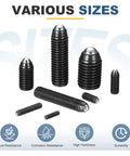 Rock Solid Heavy Duty Ball Point Set Screws M3x8mm Black Hex Socket Spring Plungers Carbon Steel Grub Screws assorted sizes image.