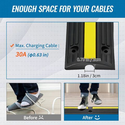 3.28 Foot Cable Protector Ramp 4 Pack One Channel Heavy Duty Rubber Wire Cover With 18000 Lbs Axle Capacity comparison image