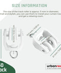 Heavy Duty Ceiling Curtain Track Rollers Pack Of 50 For Smooth Glide, Durable PVC Plastic Carriers, dimensions shown