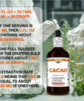 Hawaiian Raw Cacao Bean Tincture Liquid Extract Made In Hawaii All Natural Vegan Antioxidant Rich Superfood Pure Theobroma Cacao Based Extract 32 Fl Oz bottle next to lab equipment