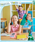 Children using Digital Kitchen Timer Set With 12 Pack Magnetic Timers in 6 Bright Colors during classroom activities.