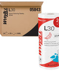 Box and roll of GeneralClean L30 Cloths Heavy Duty Cleaning Wipes Bulk White Wipers For Light To Medium Duty Cleanup Soft Yet Durable
