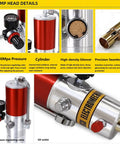 Heavy Duty 50:1 Air Powered Grease Pump With 16 Foot Hose Fits 55 Gallon Drums, featuring pressure gauge and oil outlet.