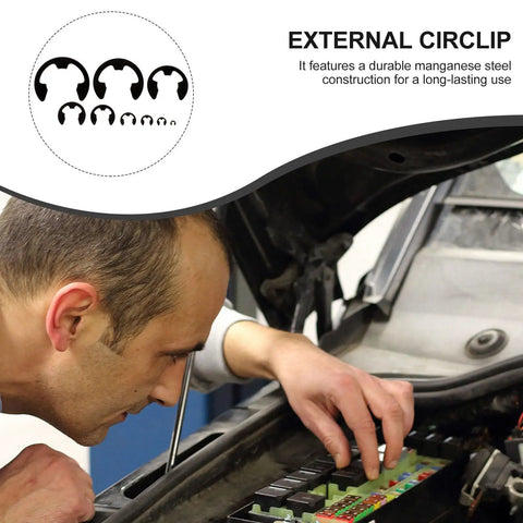 Mechanic using All In One External Circlip Retaining Rings Kit with 328 Pieces in Black Manganese Steel on car engine