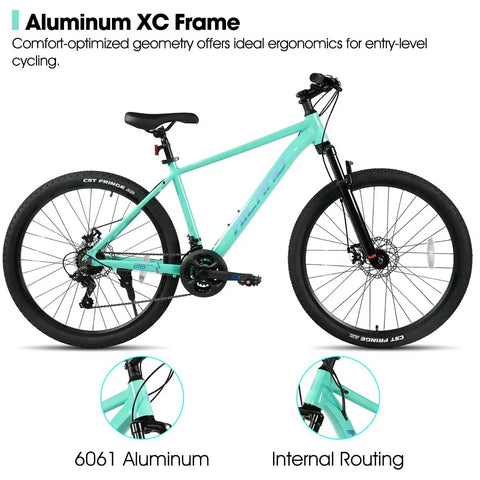 26 Inch Mountain Bike For Adults With 21 Speed Drivetrain, Front Suspension Fork, Dual Disc Brakes, High Carbon Steel Frame