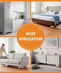 Heavy Duty Furniture Dollies With 360 Degree Rotating Rubber Wheels under a refrigerator, bed, and couch for easy transport.