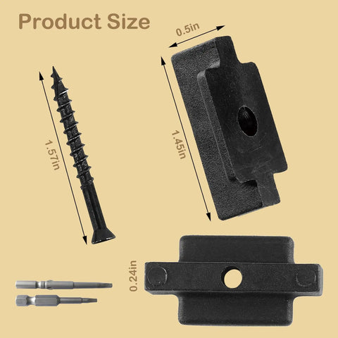 400 Pack Heavy Duty Hidden Deck Fasteners For Composite Board Installation with screws and clips shown with size dimensions.