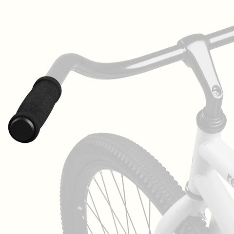 Soft Foam Bike Handle Grips For Beach Cruisers And Mountain Bikes attached to a handlebar, non slip with vibration dampening
