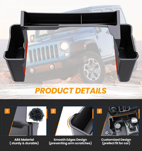 Center Console Gear Shift Side Tray Organizer For Jeep Wrangler JL JLU And Gladiator JT 2018 To 2026 displayed above product details.