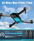 1080P HD FPV Foldable Camera Drone For Adults And Beginners flying against blue sky with two battery options shown, compact mini drone