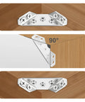 12 Pack Universal Stainless Steel Furniture Corner Connectors With Screws Includes 84 Screws For Wood Cabinets Tables Chairs Drawers And Shelving Heavy Duty Triangular Brackets Set Perfect For Do It Yourself Woodworking Projects installed on wooden surface