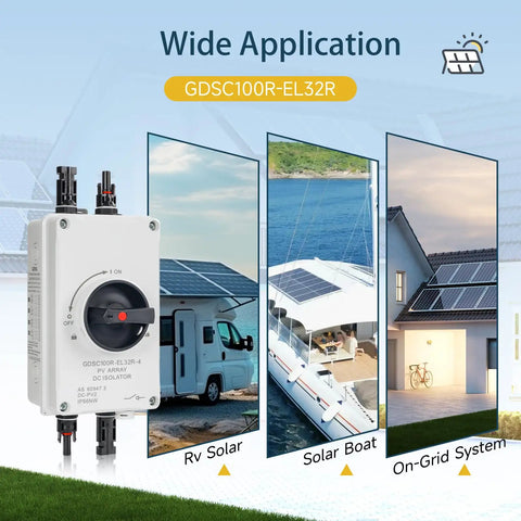 32A DC 1200V Solar Disconnect Isolator Switch With IP66 Waterproof Enclosure And PV Connector for solar power applications