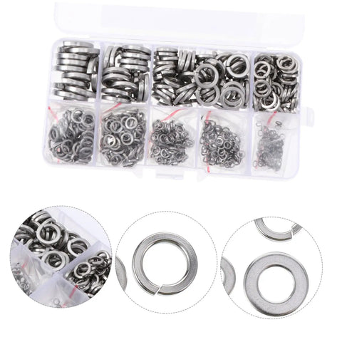 600 Piece Stainless Steel Washer Kit For Automotive, Construction And Industrial Use With Lock Gaskets And Split Washers Built To Last, High Conductivity, Rust Resistant, Easy To Install, Prevents Loosening; compartment case