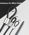 Wire cable loops with 5mm, 4mm, and 2mm thickness, 10 Pack 5mm Vinyl Coated Stainless Steel Wire Cable With Loops 12 Inch Lanyard Lock Security Chain For Outdoor Gates Black Heavy Duty Gate Hardware Weatherproof Rust Resistant 304 Grade 7x7 Strand.