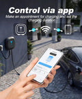 Level 2 EV Charger 48 Amp 11.5 Kilowatt Wall Mount Station With NEMA 14 50 Plug 24 Foot J1772 Cable Indoor Outdoor Smart WiFi Bluetooth Enabled EVSE app control
