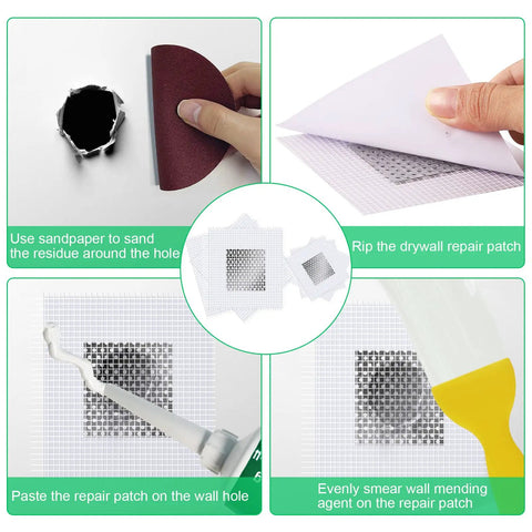 2 Pack Spackle Wall Repair Kit With Scrapers, Patch Patches, Nozzle Extenders, And Sandpaper For Quick Hole And Crack Fix On Drywall Or Plaster Walls For Home Use