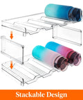 Totally Game Changer Stackable Water Bottle Organizer For Cabinet Storage, Clear Tumbler Holder with 32oz bottles, stackable design.