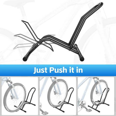 Heavy Duty Indoor Bike Floor Stand Adjustable Single Wheel Rack for Garage Setup, fits 16-29 inch wheels, 3.55 inch tire width, ideal for bikes