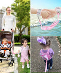 3 In 1 Toddler Harness Leash Set With Anti Lost Wrist Link For Girls And Boys, pink and secure, used in various settings.