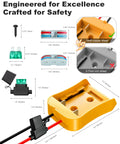 2 Pack 20V Battery Adapter For Power Wheels Battery Conversion Upgrade Kit with 30A Fuses, 12AWG Wire, and Dimensions