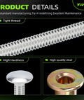Close-up of stainless steel threaded rod for Stainless Steel 3/16 Inch Rivet Kit For Peterbilt 379 Huck And Collars