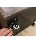 Heavy Duty 3 Inch Threaded Stem Caster Wheels Set Of 4 M10x25mm Dual Locking Brakes Industrial Swivel Casters attached to furniture.