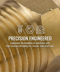 Close-up threading detail of 10 Piece Brass One Quarter Inch NPT Quick Connect Air Fittings Kit With M Style Couplers And Plugs