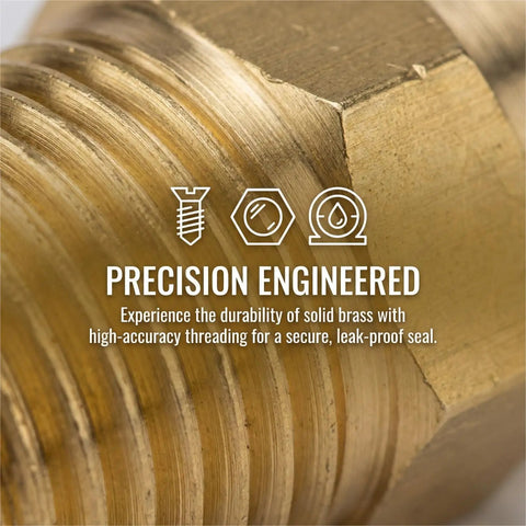 Close-up threading detail of 10 Piece Brass One Quarter Inch NPT Quick Connect Air Fittings Kit With M Style Couplers And Plugs